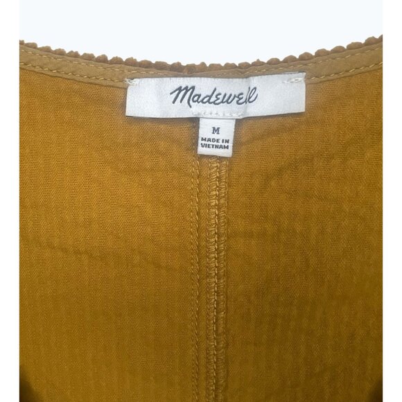 Madewell Corduroy Side-Button Shift Dress V-Neck Medium Antique Gold Casual - Picture 4 of 14